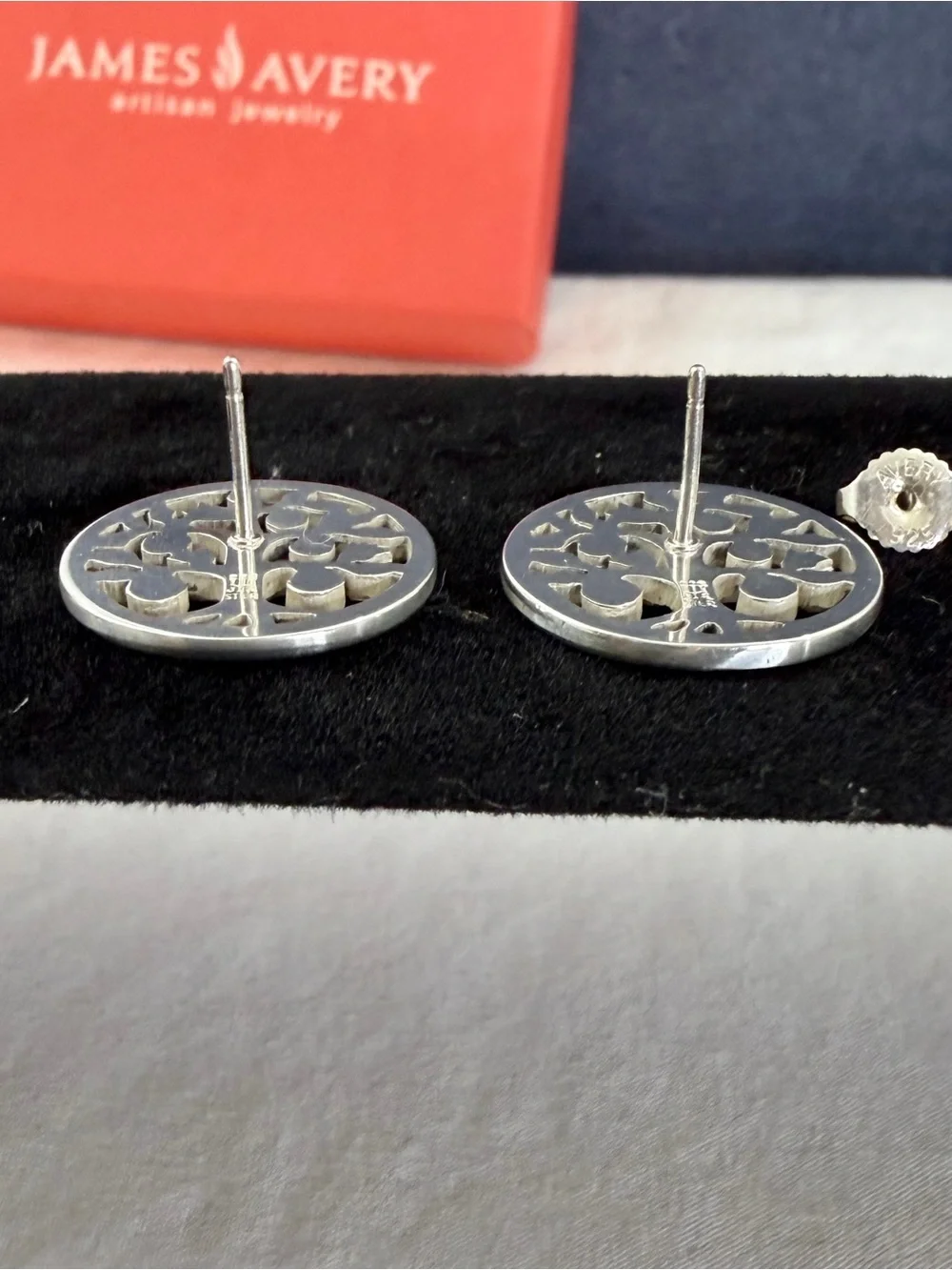 JAMES AVERY Sterling Silver Tree Of Life Circle Stud Post Earrings; RETIRED